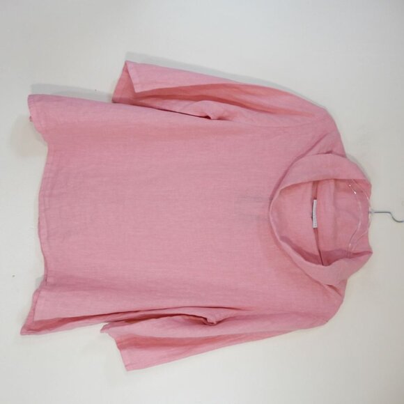 Bryn Walker Etta Shirt Top XXS Oversized Pink LINEN Cowl Neck Elbow Sleeve NEW - Picture 5 of 8